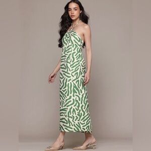 Mango Green Zebra-Print Halter Maxi Summer Dress